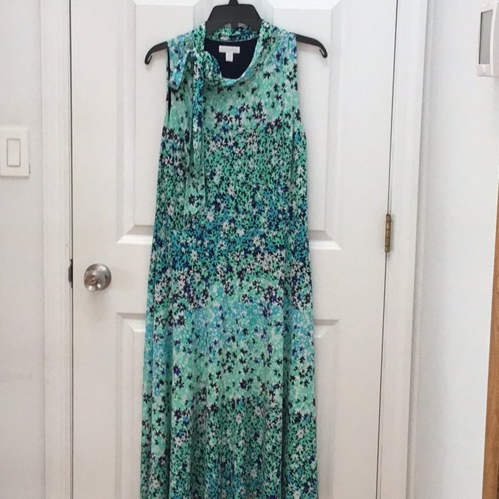 Charter club, floral print, fitted top, flare skirt, midi length, size L dress